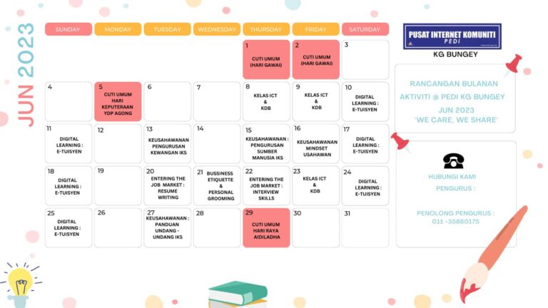 jadual kelas jun 2023